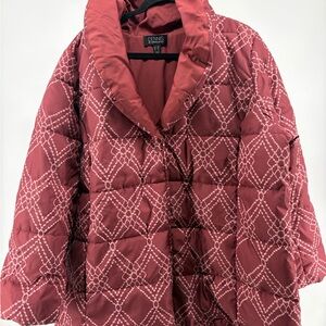 Dennis Basso Mauve Diamond Print Puffer Jacket Size 2X‎